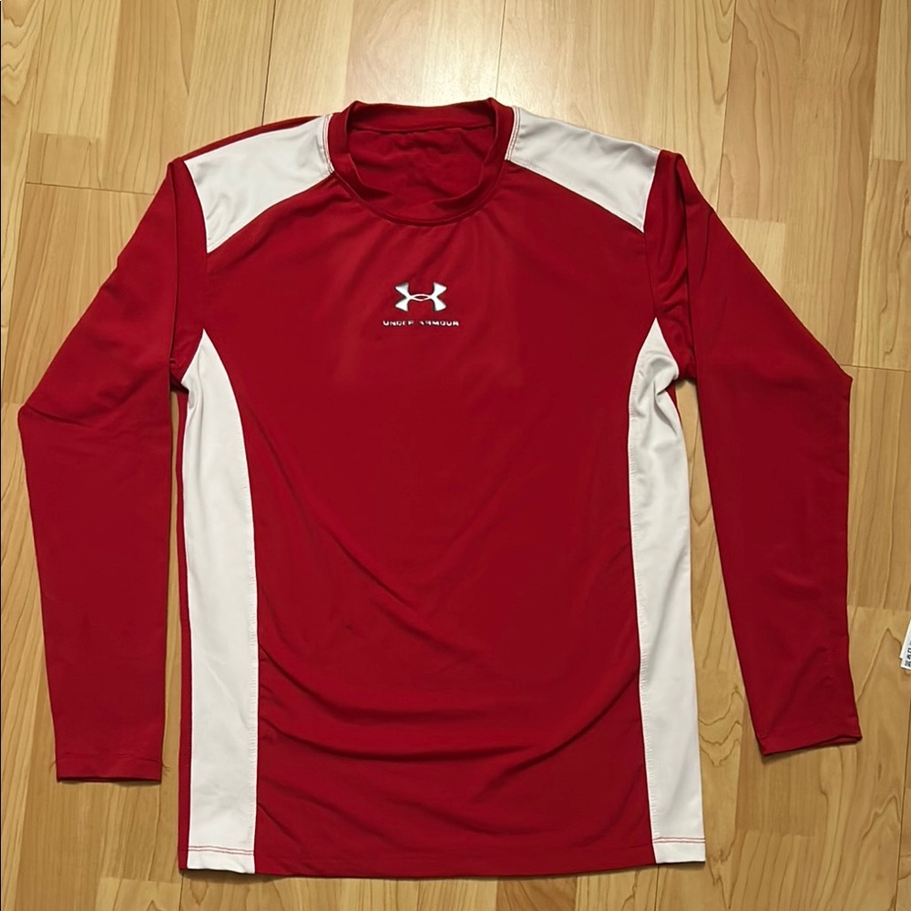 Under Armour Red and White Performance Top